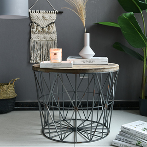 北欧风铁艺实木简约小茶几矮桌子创意咖啡桌易装客厅现代收纳边几