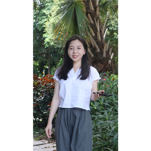 DOKI小个子女装 2023夏季韩系白色竖条纹木耳边短袖短款衬衫上衣