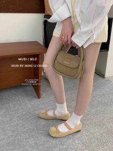CHIC2024NEW SPRING：韩国春季新少女蝴蝶结灯芯绒多巴胺色系单鞋