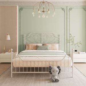 欧式公主床女孩卧室法式现代简约双人床儿童1.5米北欧网红铁艺床