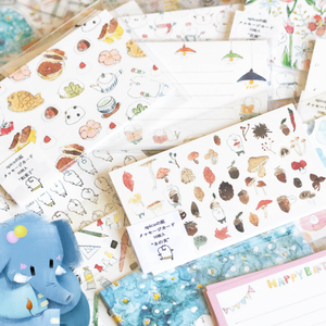 现货日本spica庭留言卡便签素材纸花朵文具猫咪星空读书手帐素材