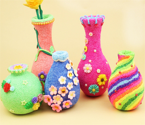 儿童DIY手工创意雪花泥粘土花瓶幼儿园母亲节制作益智材料玩具