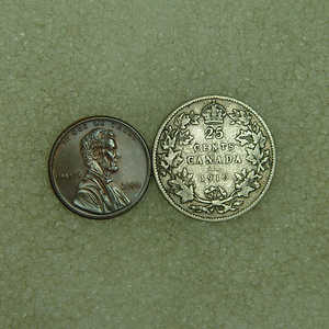 加拿大 1910年 爱德华七世 25分 老银币 末年 独立年份 好品 稀少