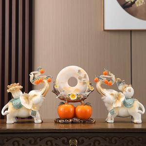 新中式招财大象摆件一对吉象创意玄关家居酒柜装饰品客厅电视柜