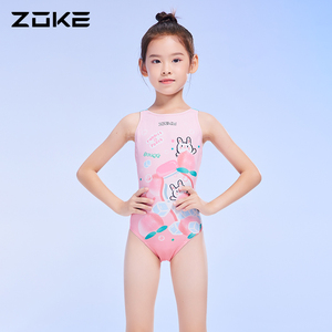 洲克儿童泳衣女童三角专业训练青少年比赛zoke女孩竞技大童游泳装