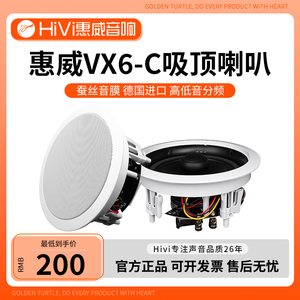 Hivi/惠威VX6-C吸顶喇叭套装嵌入式背景音乐同轴音响天花吊顶音箱