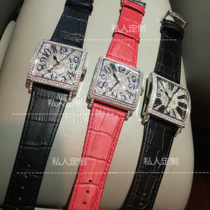 fm网红手表法兰克方形镶钻满钻手表满钻石英表休闲手表男女