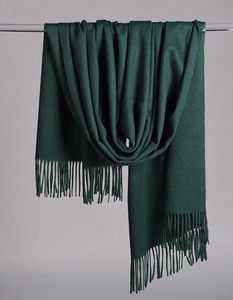 超赞有范~ 墨绿色100%羊毛围巾 欧美加厚秋冬季柔软空调保暖披肩