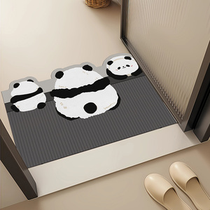 熊猫浴室垫吸水软垫软硅藻泥卡通动物脚垫卫生间门口防滑浴室地垫