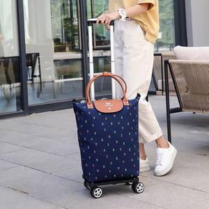 网红旅行购物拉杆车大容量手提万向轮行李袋可拆可折叠防水登机包