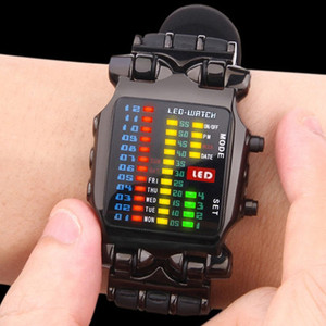 智能电子LED手表学生成人时尚腕带环跑马灯男士夜光星期日历时钟5