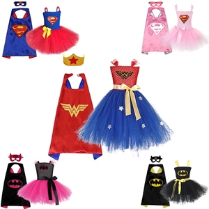 迪士尼六一儿童节神奇女侠连衣裙超级英雄女孩COS服装蝙蝠连衣裙