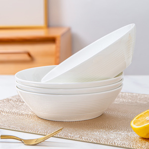 沙拉水果碗高颜值螺纹骨瓷碗家用汤面碗高级感ins风陶瓷日式餐具