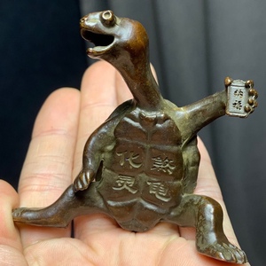 回流老铜龟摆件紫铜龟古董手把件古玩铜器旧货老物件