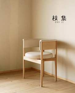 karimoku同款日式极简实木洽谈椅餐椅围椅餐厅会所酒店原木色书椅