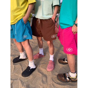 CGGA原创美式彩色多巴胺刺绣短裤男女尼龙休闲速干夏季新款沙滩裤