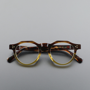 手工板材眼镜框日系复古个性拼接色眼镜架潮流港风高级感型男眼镜