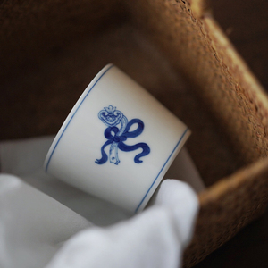 择学家 小蓝杯系列G 手绘青花陶瓷水杯咖啡杯猪口杯 定制款 日式