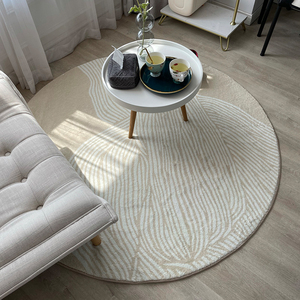 侘寂圆形地毯北欧抽象客厅线条吊篮茶几垫卧室毛绒艺术INS风地垫