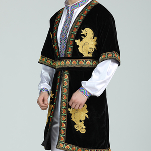 新疆舞蹈服长款马甲配饰维吾尔族广场舞男士舞台服装麦西来普袷袢