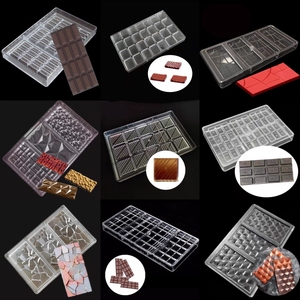 长排联排巧克力模具PC材质透明硬塑长方形果干朱古力板块烘焙模具
