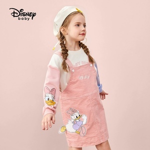 迪士尼童装女童背带裙2024春季新款儿童洋气时髦裙子牛仔裙灯芯绒