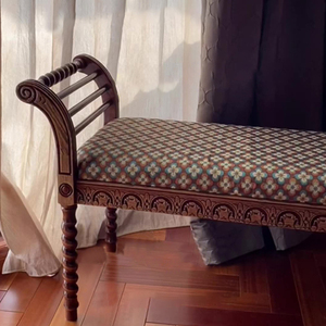法式复古长凳实木餐椅长条凳小户型卧室床尾凳梳妆凳客厅玄关琴凳
