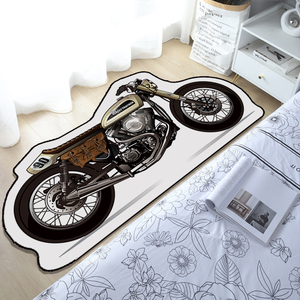 潮流异形摩托车床边地毯赛博朋克摩托车形状地垫男孩卧室书房脚垫