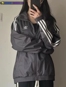 adidas阿迪阿斯正品新款三叶草2024男女立领拉链夹克外套JI7533