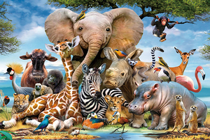 木质拼图300/500/1000片大型成年人减压儿童益智拼块玩具非洲动物