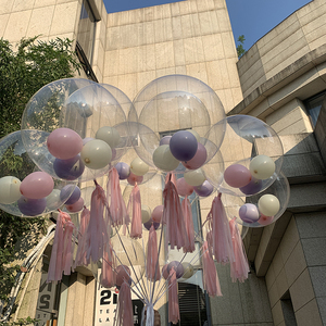 18寸正圆波波球气球透明泡泡球生日派对婚礼婚房装饰飘空球布置