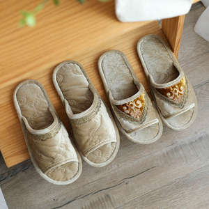 欧式家居拖鞋室内女夏季家用布艺卧室男士木地板软底美容院易清洗