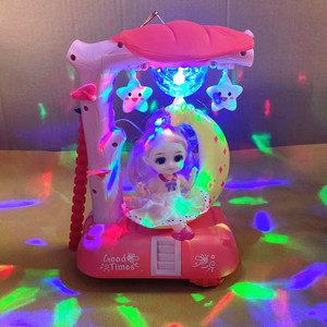中秋节儿童手提灯笼发光卡通玩具电动万向音乐旋转男女孩公主灯笼