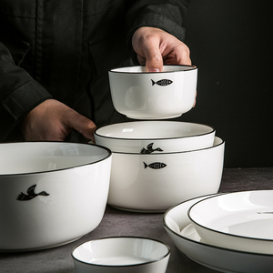 lototo陶瓷饭碗北欧米饭碗家用汤碗面碗盘子单个碗日式创意餐具
