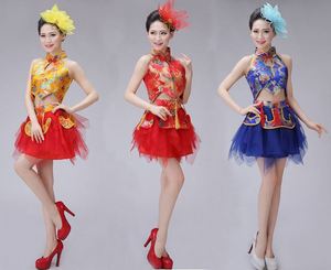 鼓舞演出服装女中国风打鼓服成人腰鼓队服装新款现代民族秧歌服男