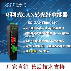 工业级总线式或环网式CAN 转光纤收发器转换器  CAN转光纤中继器
