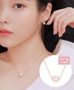 韩国代购J.ESTINA IU 韩素希同款925银镀玫瑰金 皇冠珍珠项链耳环