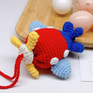 飞机蛋兜送儿童斜挎包包毛线DIY钩针成品手作可爱编织蛋袋材料包