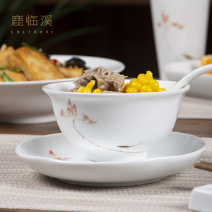 景德镇陶瓷餐具套装手绘釉下彩米饭碗田园风新中式家用面碗菜盘子