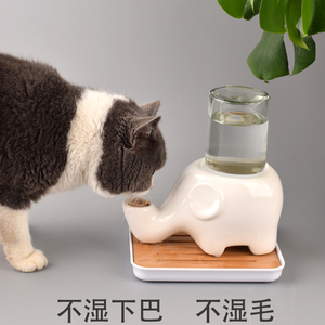 大象饮水器猫咪用品不湿嘴水碗猫水盆加菲猫碗扁脸碗宠物水盆猫盆
