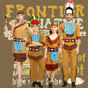 儿童野人演出服疯狂原始人衣服非洲舞蹈豹纹装猎人印第安表演服装
