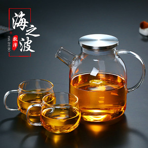 耐高温冷水壶花茶壶耐热玻璃泡茶壶竹盖大容量茶具凉水壶果汁扎壶