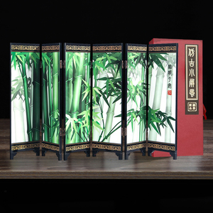 中国特色漆器工艺品屏风客厅装饰摆件商务办公礼品竹报平安