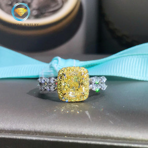 Gary珠宝克拉公主肥方黄钻戒指女时尚质感纯银不掉色镶嵌饰品定制