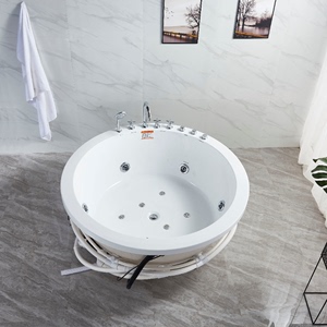 浴缸亚克力圆形嵌入式情侣浴池 恒温泡泡双人按摩浴缸1.2米-2米