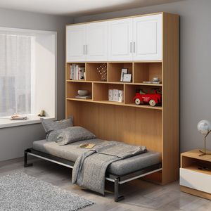 隐形床书柜一体组合多功能折叠床简约小户型壁床卧室侧翻单人床