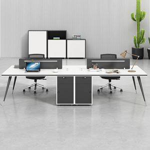 简约钢架职员桌椅组合办公室电脑桌工业风六人位员工卡座办公家具
