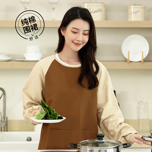 纯棉罩衣成人女长袖围裙2022韩版新款厨房家用工作服洋气做饭围腰