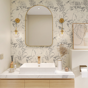 燕子花砖银杏壁纸意大利米兰卫生间瓷砖高级感奶油浴室微水泥瓷砖