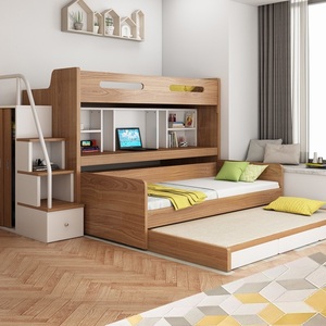 北欧上床下书桌儿童多功能上下床双层床带拖床小户型高低床省空间